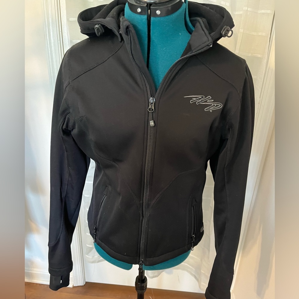 Black Harley Davidson Riding Gear Jacket with detachable hoodie - Size Small.